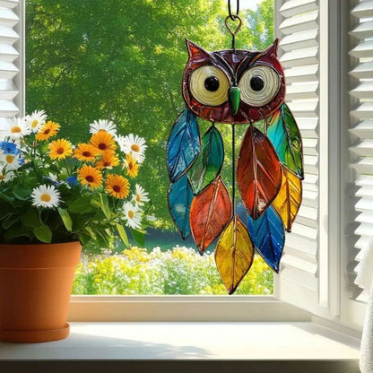 BrightFeather | Decoratieve Glaslook Uil voor Zonlicht en Kleur