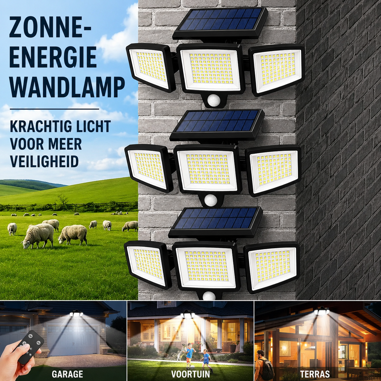 LumiGuard | Draadloze Solar Buitenlamp met Bewegingssensor