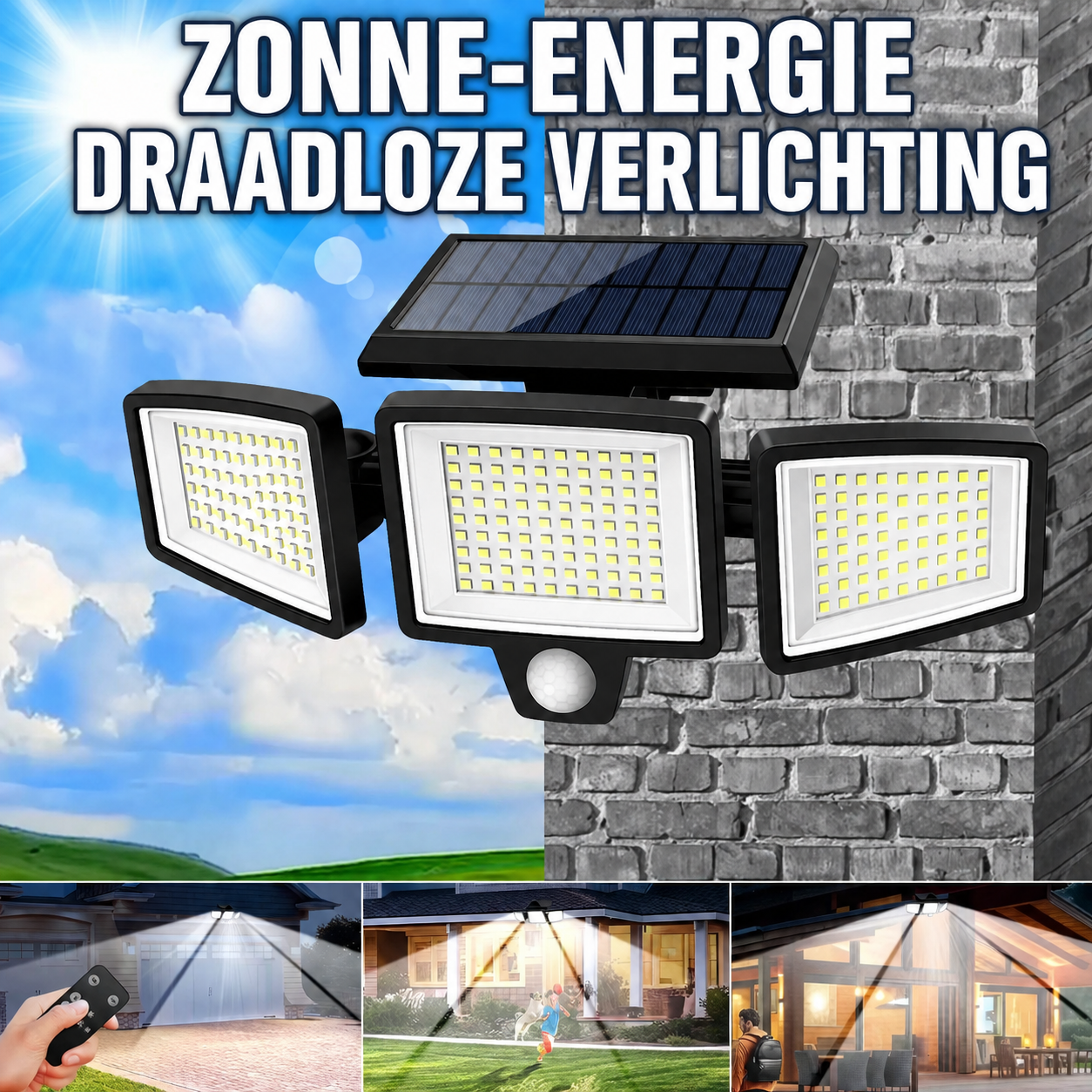 LumiGuard | Draadloze Solar Buitenlamp met Bewegingssensor