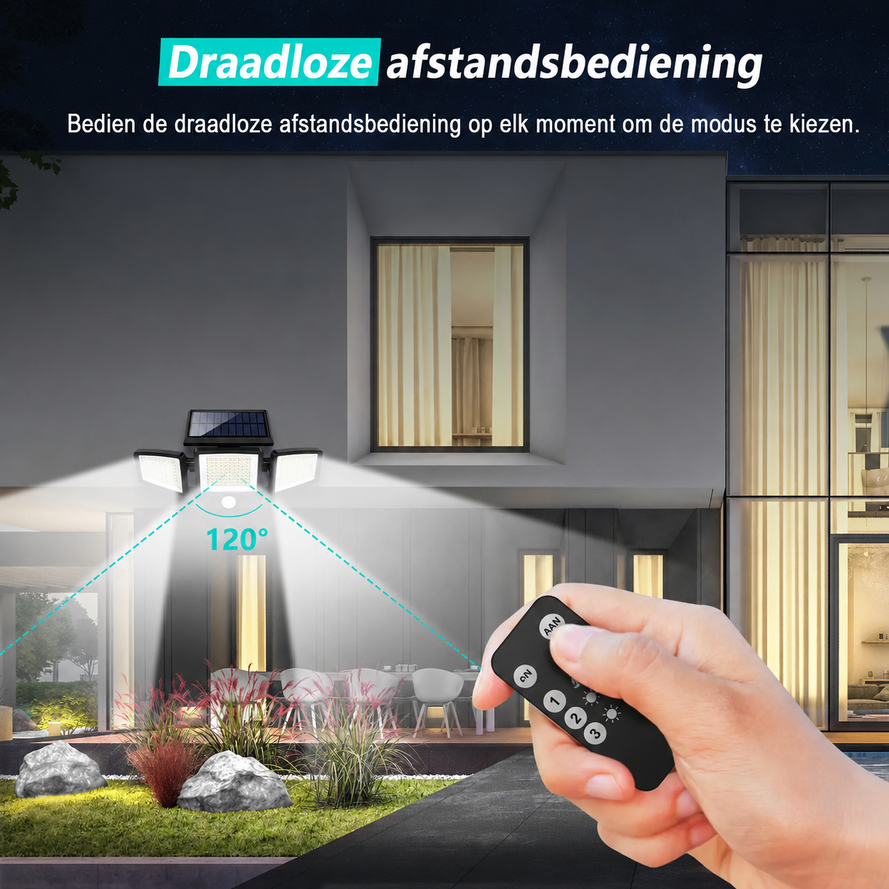 LumiGuard | Draadloze Solar Buitenlamp met Bewegingssensor
