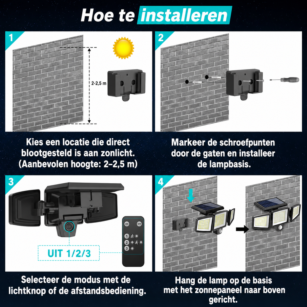 LumiGuard | Draadloze Solar Buitenlamp met Bewegingssensor
