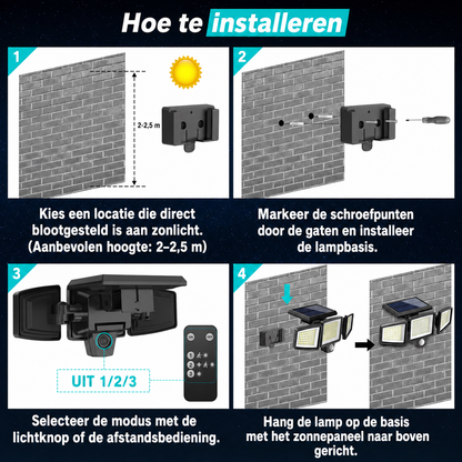 LumiGuard | Draadloze Solar Buitenlamp met Bewegingssensor