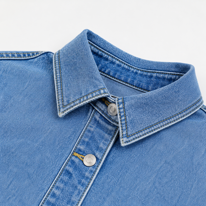 Livia Denim | Luchtige Denim Overshirt Met Korte Mouwen