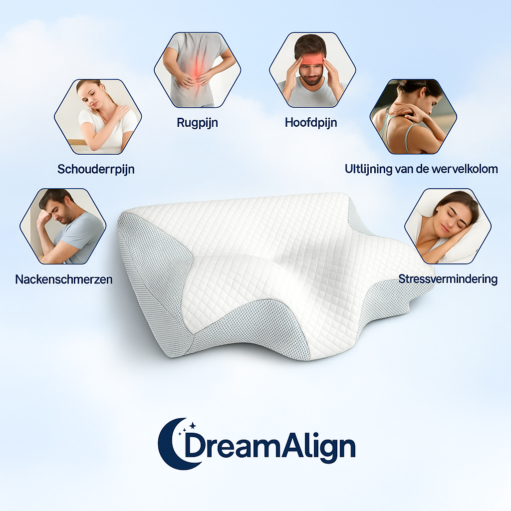 DreamAlign | Ergonomisch Kussen voor Pijnvrij en Rustgevend Slapen