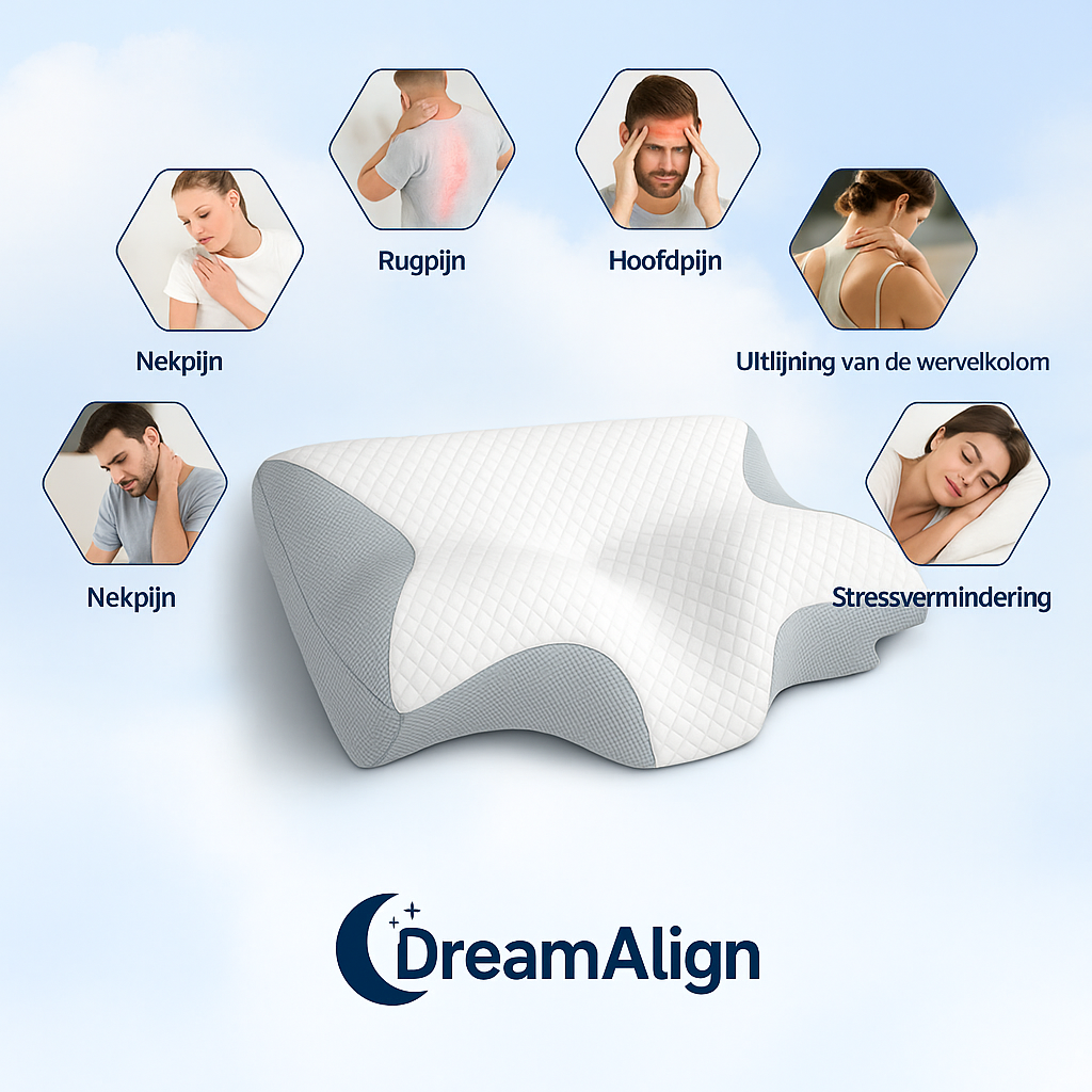 DreamAlign | Ergonomisch Kussen voor Pijnvrij en Rustgevend Slapen