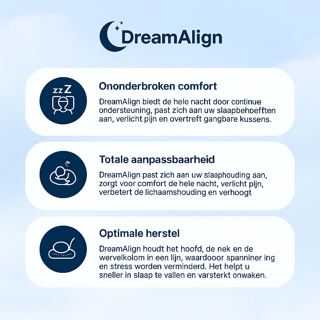 DreamAlign | Ergonomisch Kussen voor Pijnvrij en Rustgevend Slapen