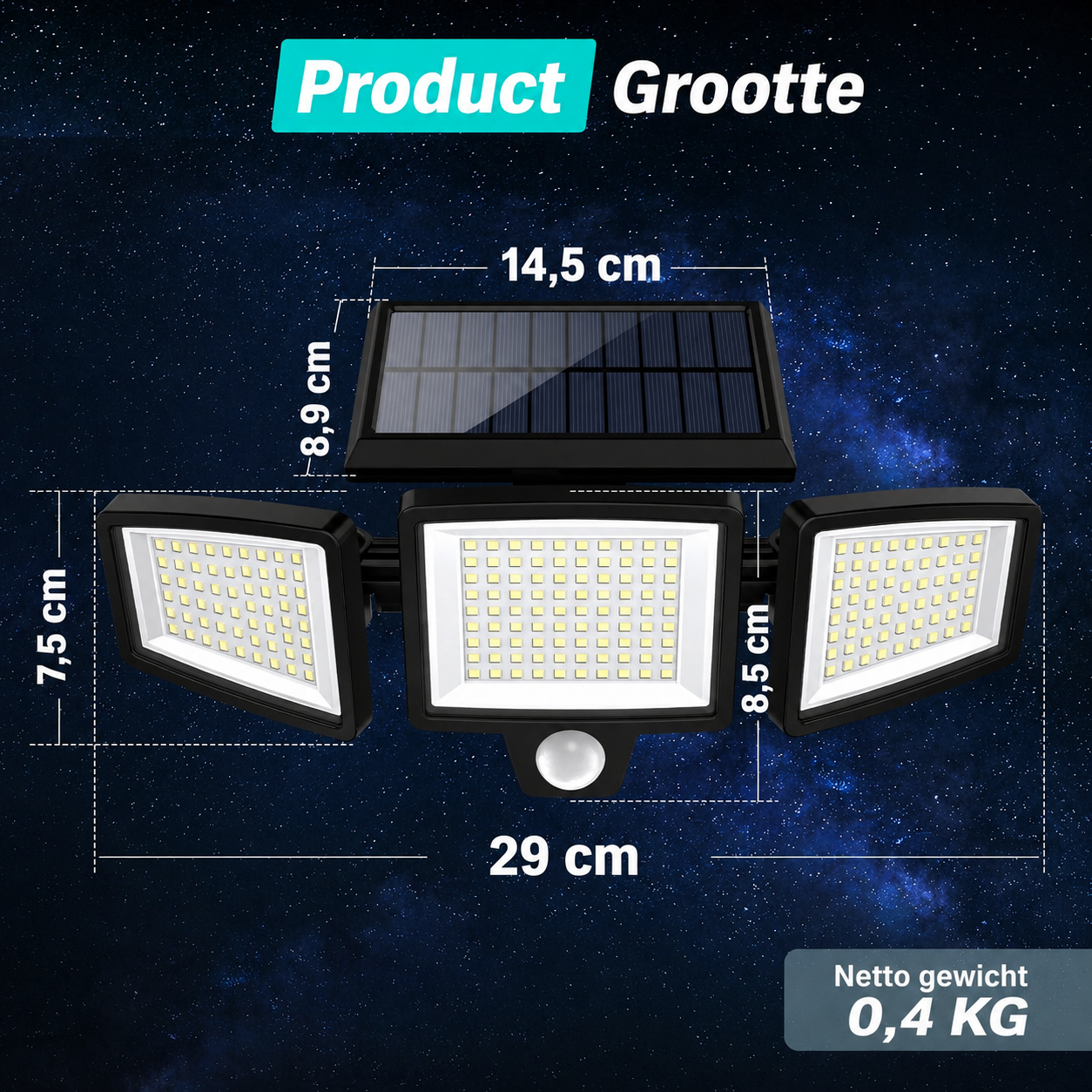 LumiGuard | Draadloze Solar Buitenlamp met Bewegingssensor