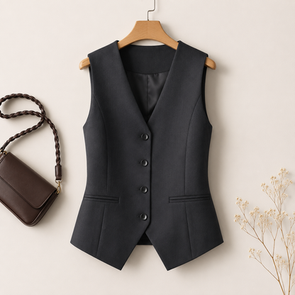 Élan Vest |Dames Elegante Giletblazer met V-Hals