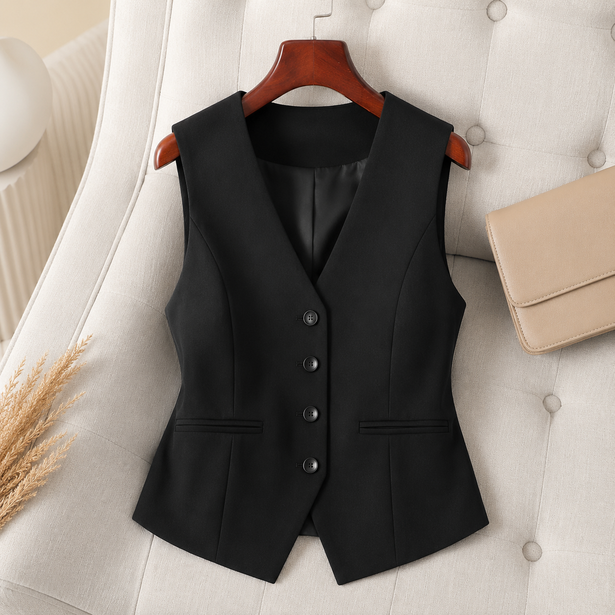 Élan Vest |Dames Elegante Giletblazer met V-Hals