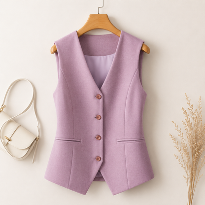 Élan Vest |Dames Elegante Giletblazer met V-Hals