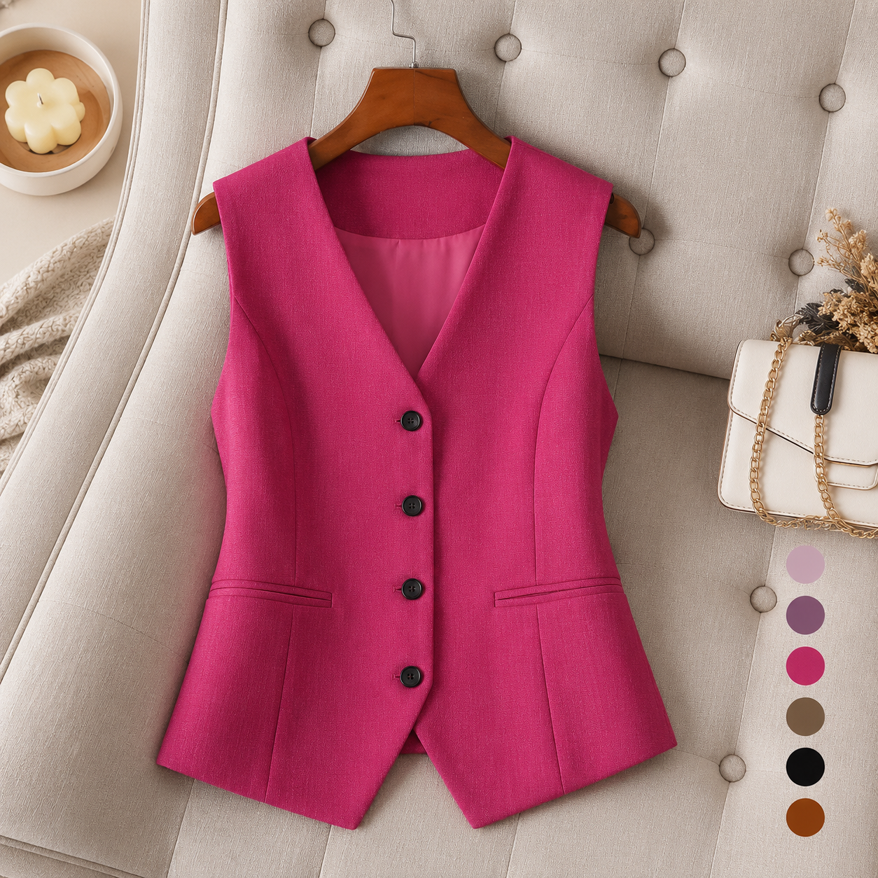 Élan Vest |Dames Elegante Giletblazer met V-Hals