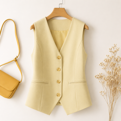 Élan Vest |Dames Elegante Giletblazer met V-Hals
