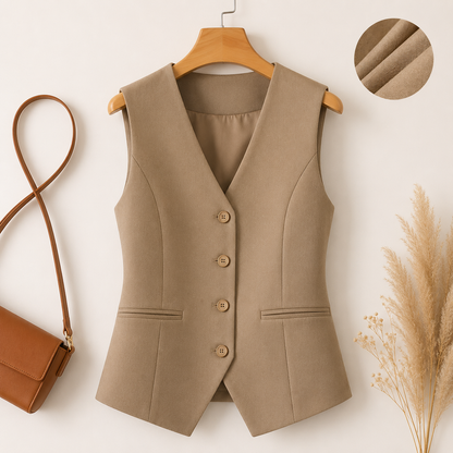 Élan Vest |Dames Elegante Giletblazer met V-Hals