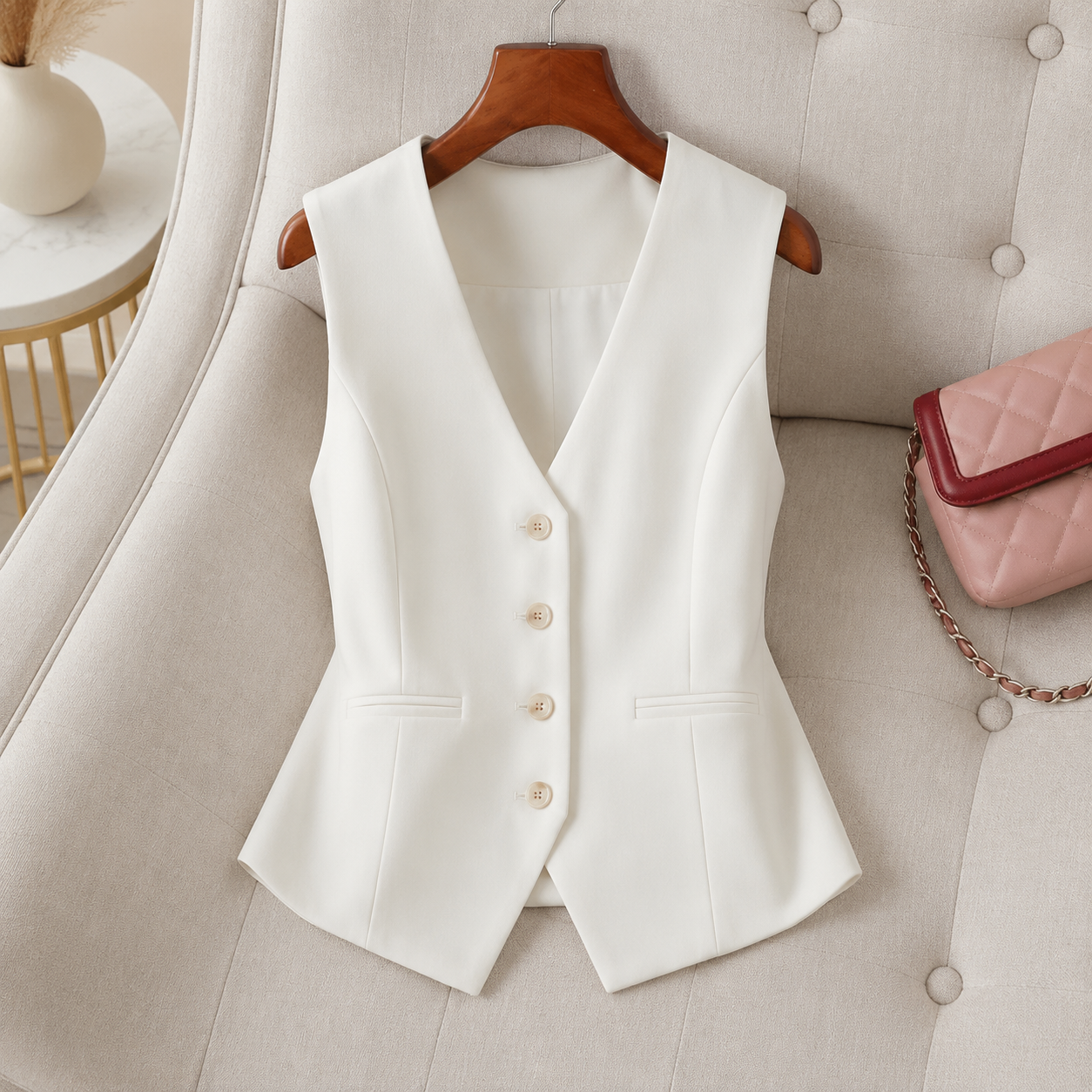Élan Vest |Dames Elegante Giletblazer met V-Hals