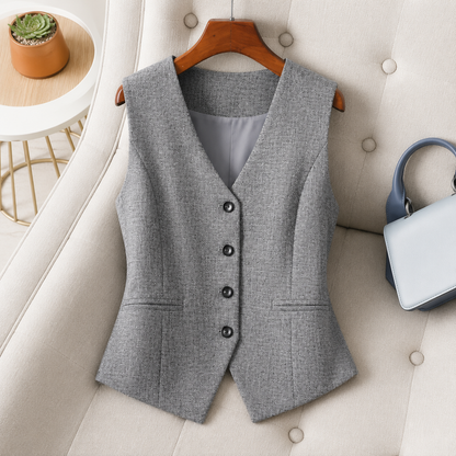 Élan Vest |Dames Elegante Giletblazer met V-Hals