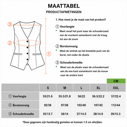 Élan Vest |Dames Elegante Giletblazer met V-Hals