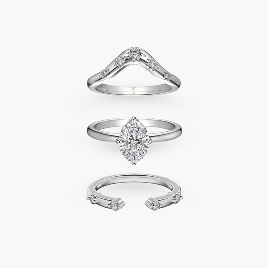 NovaLuxe | Set van 3 Zilveren Ringen met Hybride Mix van Elegant en Modern Design