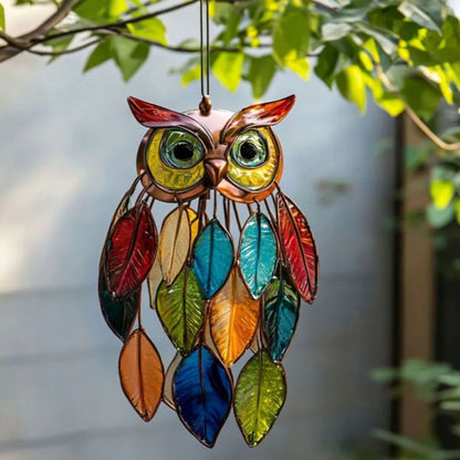 BrightFeather | Decoratieve Glaslook Uil voor Zonlicht en Kleur