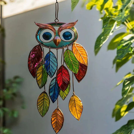 BrightFeather | Decoratieve Glaslook Uil voor Zonlicht en Kleur