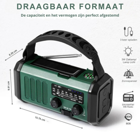 SurviWave | Noodradio met Powerbank 10.000 mAh & Optionele Waterfilter