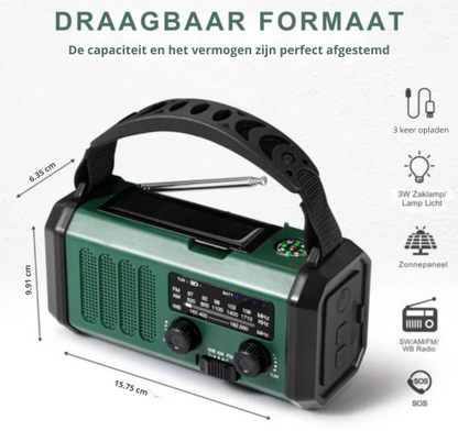SurviWave | Noodradio met Powerbank 10.000 mAh & Optionele Waterfilter
