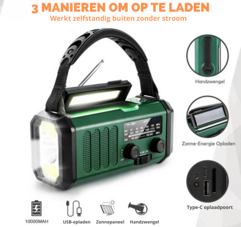 SurviWave | Noodradio met Powerbank 10.000 mAh & Optionele Waterfilter