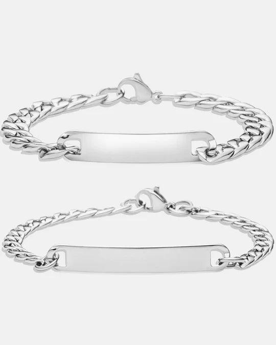 Gegraveerde Titanium Stalen Parenarmbanden Set