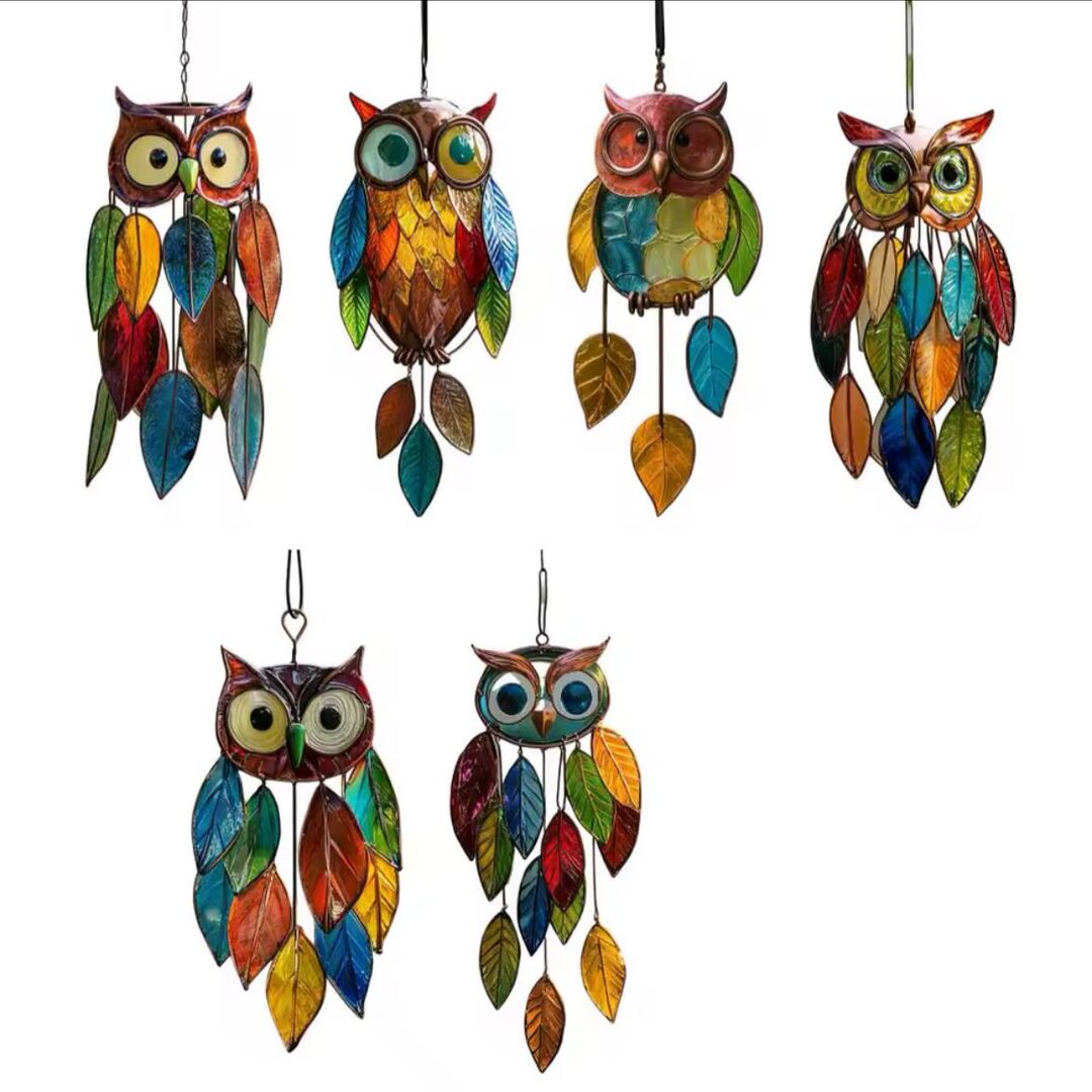 BrightFeather | Decoratieve Glaslook Uil voor Zonlicht en Kleur