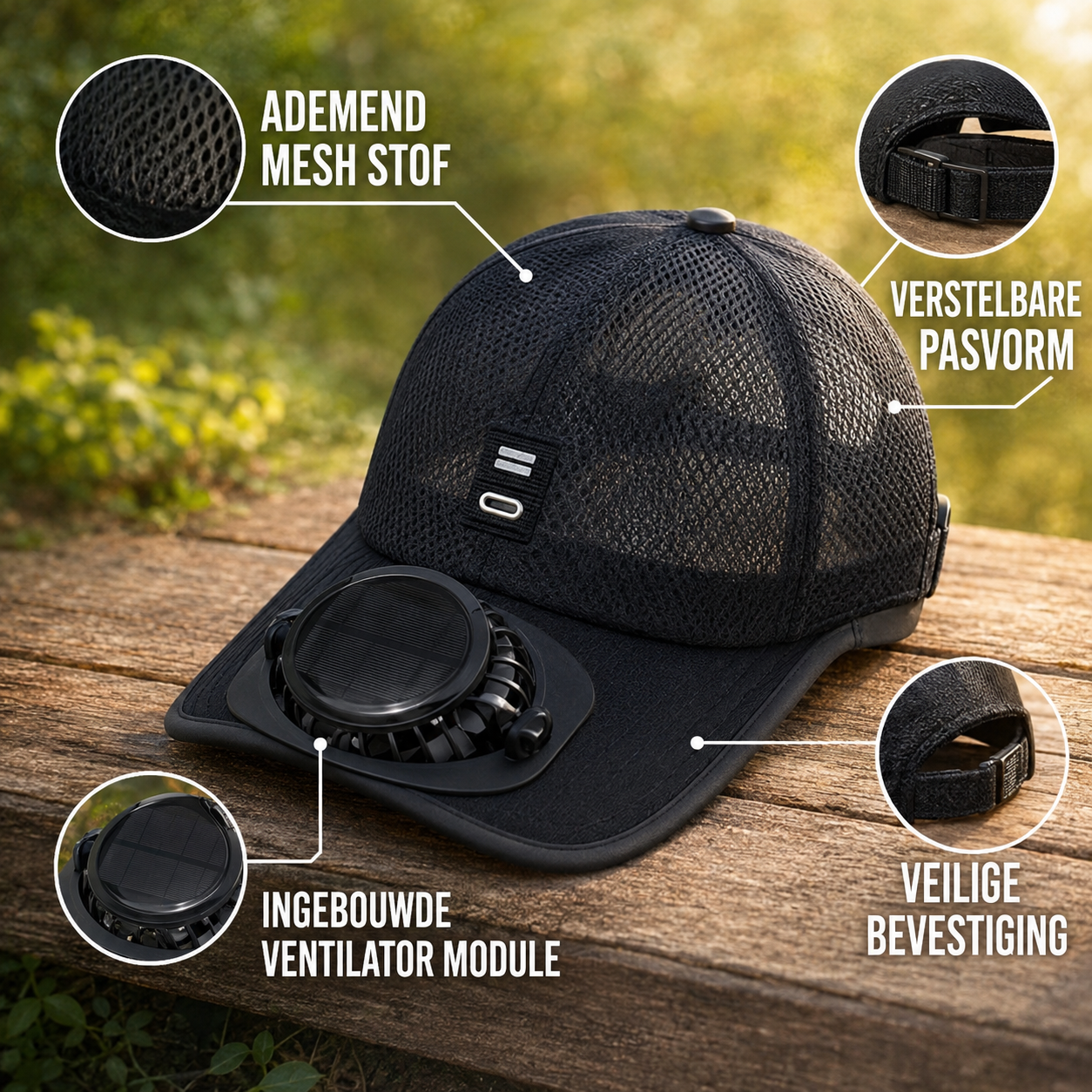 SolarBreeze | Verkoelende Outdoor Hoed Met Zonne-energie En USB