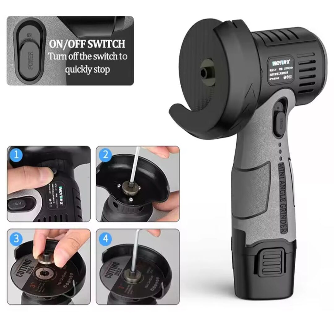 PowerGrind | 12V Draadloze Mini Haakse Slijper met 15.000 RPM