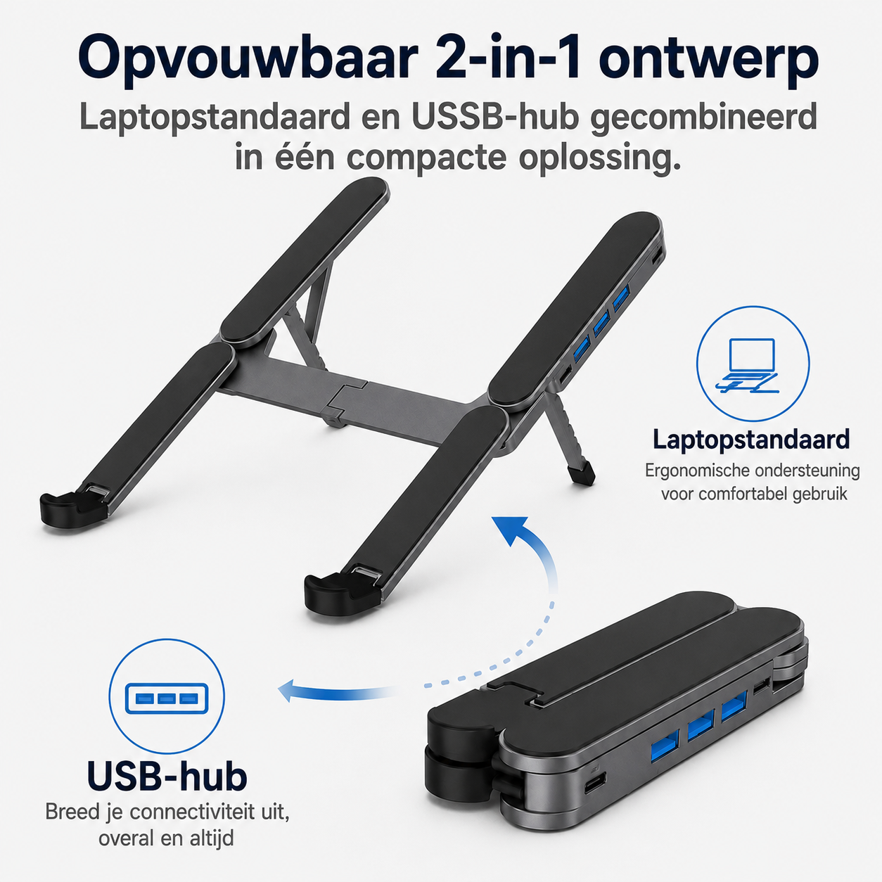 DockStand | Laptopstand En USB-Hub In Één