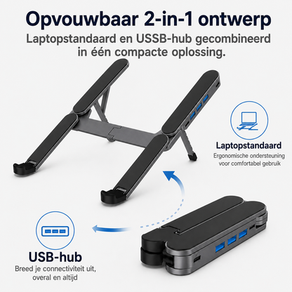 DockStand | Laptopstand En USB-Hub In Één