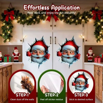 SantaWall | Creatieve 3D Kerstmuurstickers voor Sfeervolle Feestdecoratie