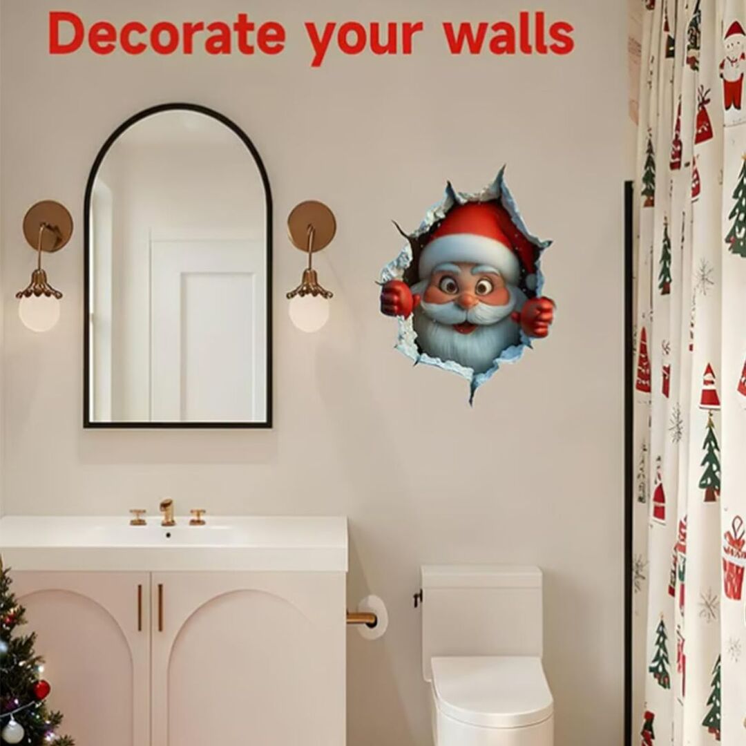 SantaWall | Creatieve 3D Kerstmuurstickers voor Sfeervolle Feestdecoratie