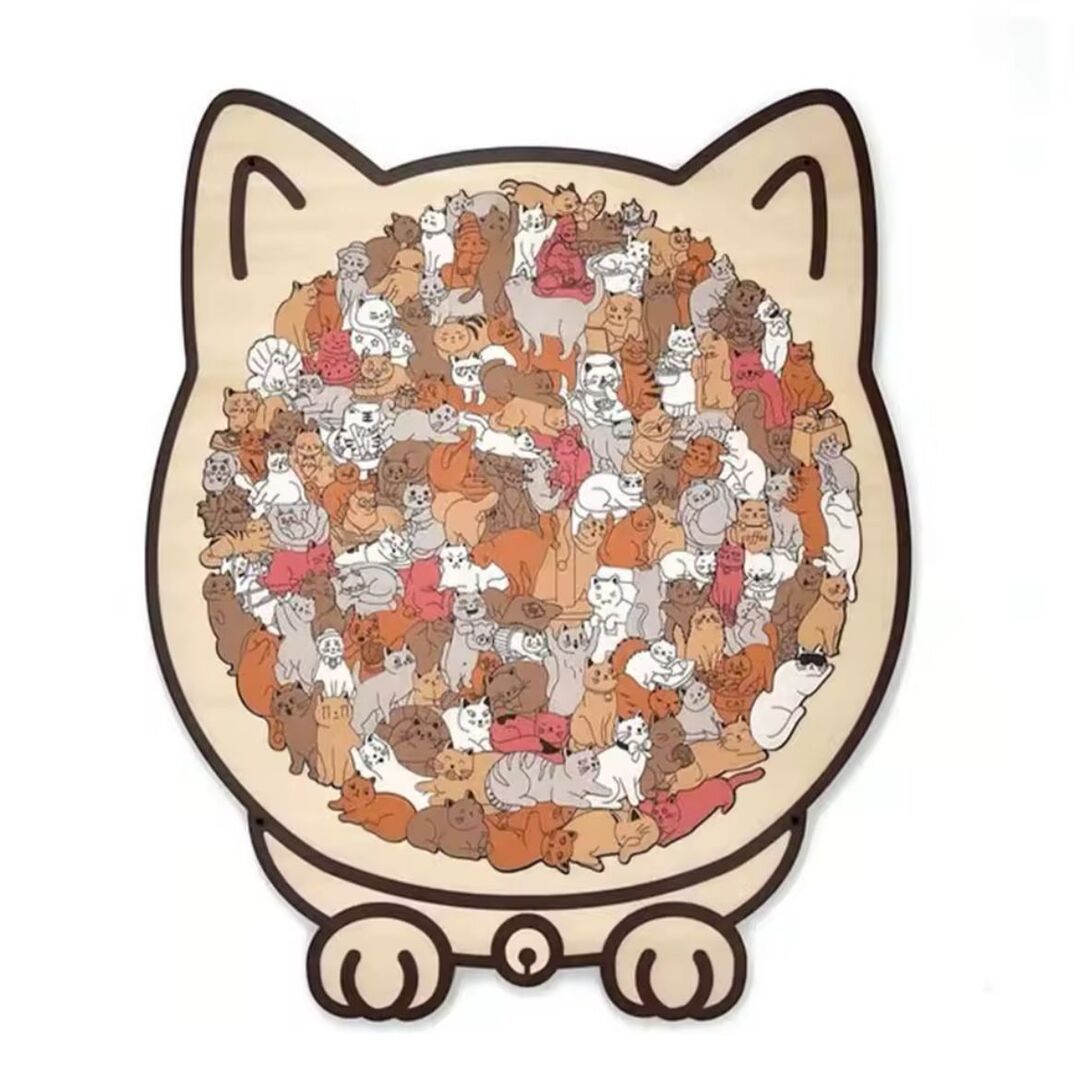 CatPuzzle | 135-Delige Houten Kattenpuzzel voor een ontspannende uitdaging