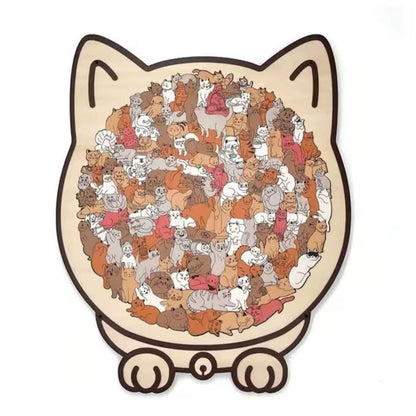 CatPuzzle | 135-Delige Houten Kattenpuzzel voor een ontspannende uitdaging