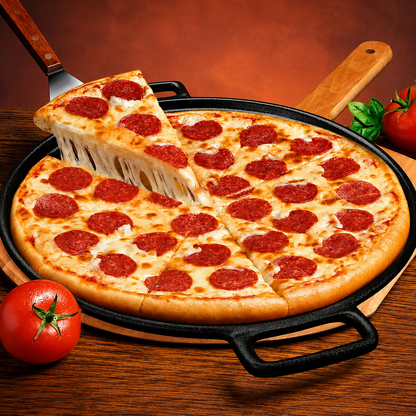 CrispPan | 14 Inch Gietijzeren Pizzapan Voor Een Krokante Bodem