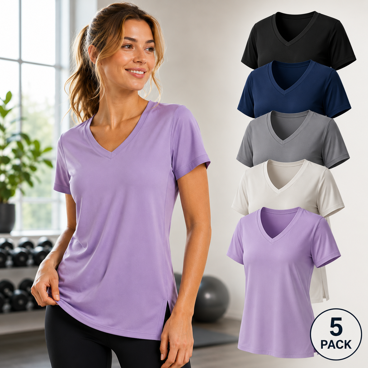 ActiveFit | 5-Pack Zachte V-Hals Sportshirts