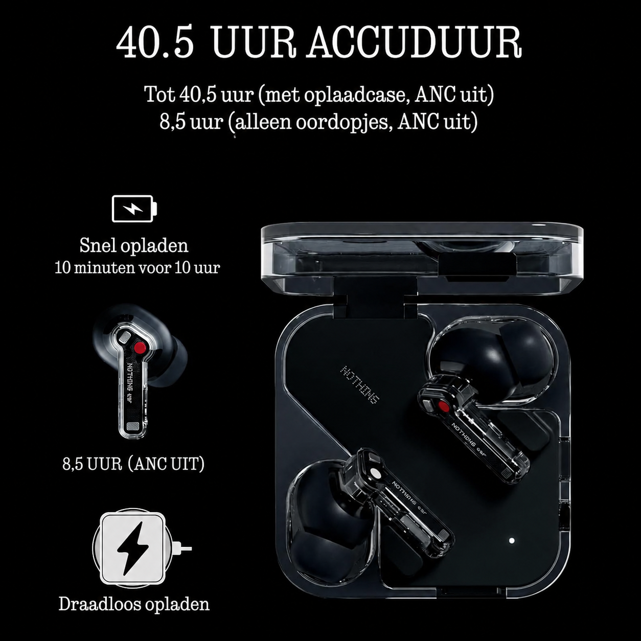 Nethos | Premium Draadloze ANC Oordopjes