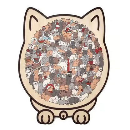 CatPuzzle | 135-Delige Houten Kattenpuzzel voor een ontspannende uitdaging