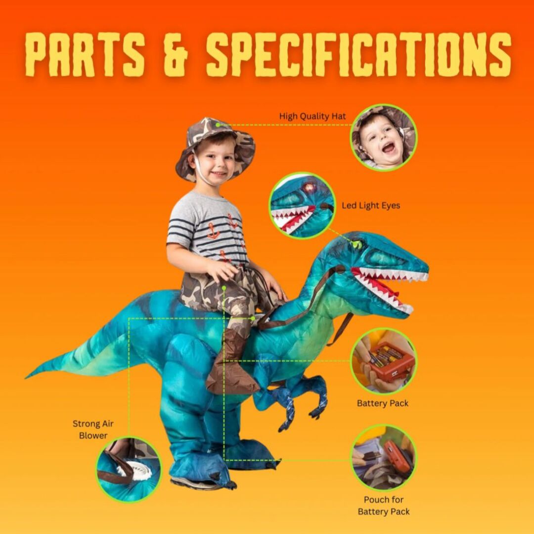 RexRoar | Opblaasbaar Kostuum met LED Ogen