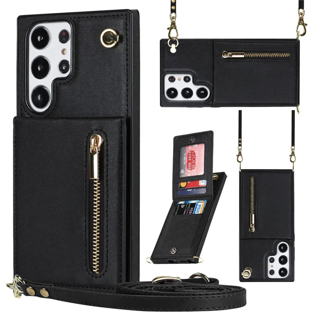 UrbanLoop | Crossbody Beschermhoes met Ritsvak & Kaartsleuven voor Smartphone