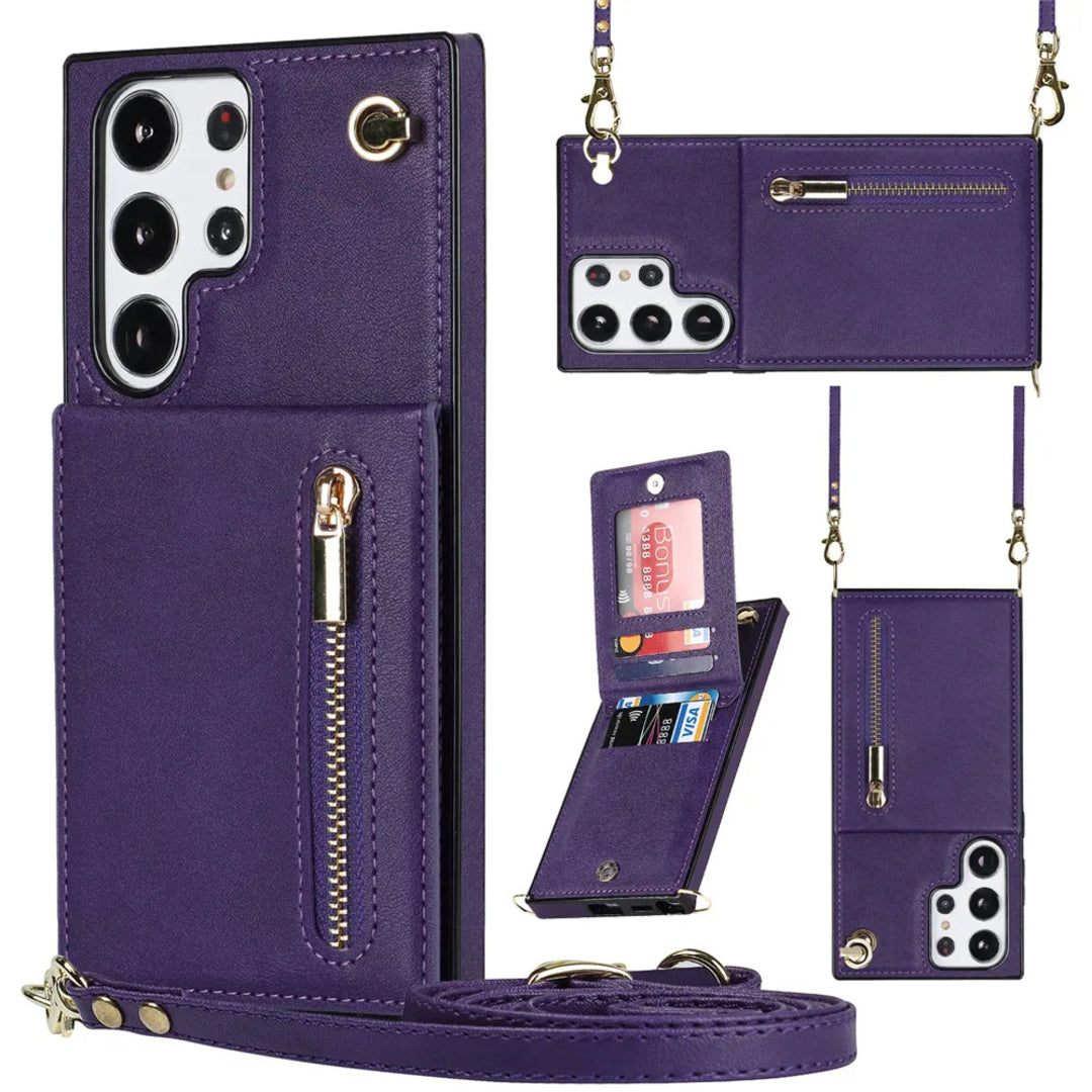 UrbanLoop | Crossbody Beschermhoes met Ritsvak & Kaartsleuven voor Smartphone