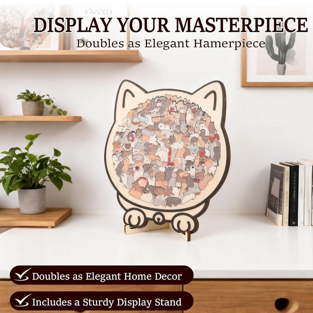 CatPuzzle | 135-Delige Houten Kattenpuzzel voor een ontspannende uitdaging