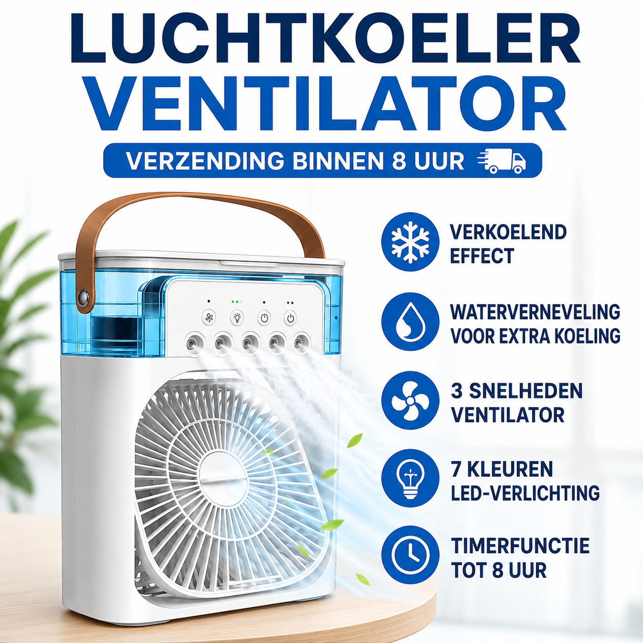 BreezeCool | Draagbare 3-in-1 Luchtkoeler Met Verneveling