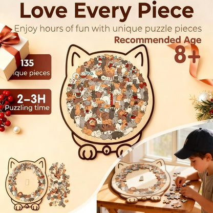 CatPuzzle | 135-Delige Houten Kattenpuzzel voor een ontspannende uitdaging