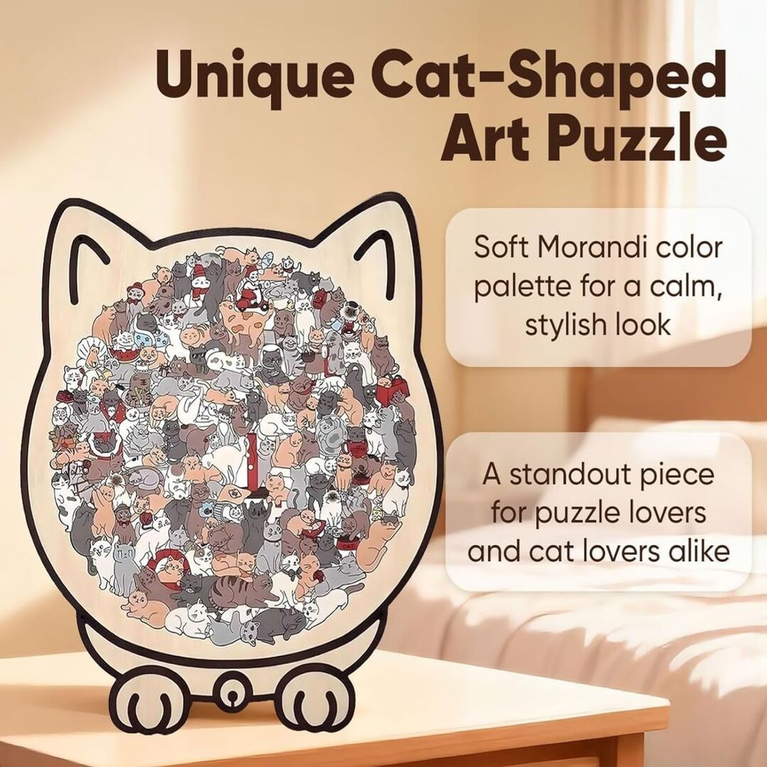 CatPuzzle | 135-Delige Houten Kattenpuzzel voor een ontspannende uitdaging