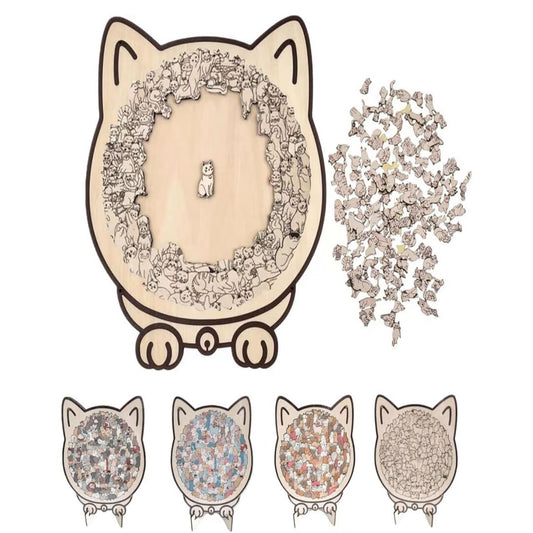 CatPuzzle | 135-Delige Houten Kattenpuzzel voor een ontspannende uitdaging