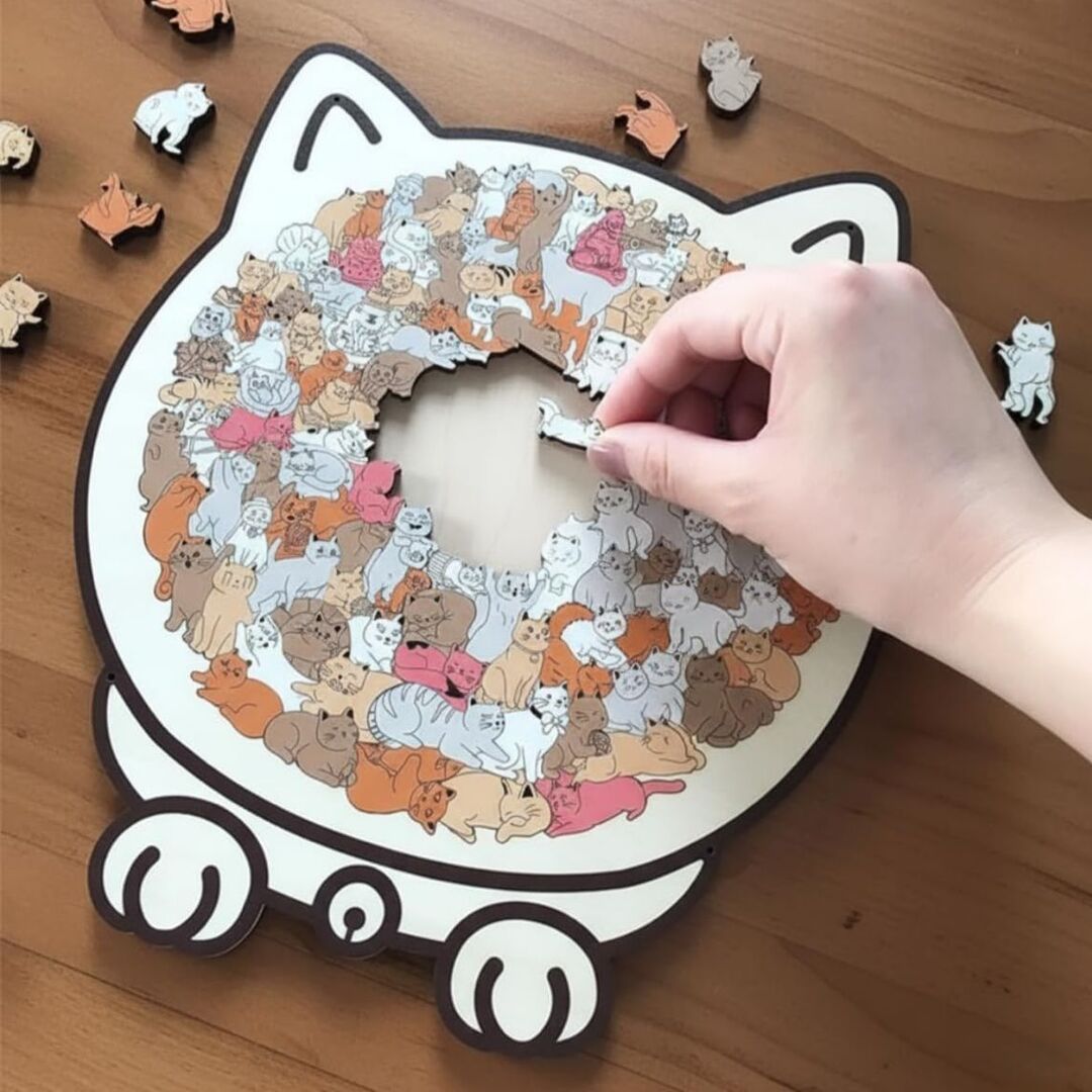CatPuzzle | 135-Delige Houten Kattenpuzzel voor een ontspannende uitdaging