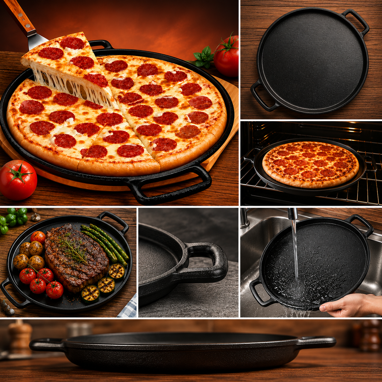 CrispPan | 14 Inch Gietijzeren Pizzapan Voor Een Krokante Bodem